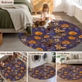 thumbnail image 5 of Round Rug 3.3Ft Washable Non-Slip, Orange Purple Spring Floral Circle Area Rugs for Living Room Bedroom, Vintage Botanical Summer Flower Indoor Floor Mats Carpet Runner for Home Decor Aesthetic, 5 of 8