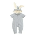 thumbnail image 2 of Daqian Baby Girl Clothes Clearance Toddler Newborn Baby Ears Hooded Short-sleeved Trousers Romper Jumpsuit Toddler Girl Clothes Clearance Gray 3-6 Months, 2 of 9