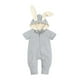 thumbnail image 1 of Body De Bebé Canastilla Onesies Para Niño Recién Nacido Orejas De Conejo Con Capucha Pantalones De Manga Corta Mameluco Mono Gris Odeerbi LM103-2072, 1 of 9