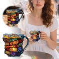 thumbnail image 1 of Resin Painted Book Stack Design Cup Indoor Water Container Unique Drinking Glass Home, 1 of 7