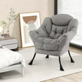 thumbnail image 4 of Costway Large Lazy Chair with Cozy Head Pillow Stylish Tufted Back & Seat Armrests Gray, 4 of 8