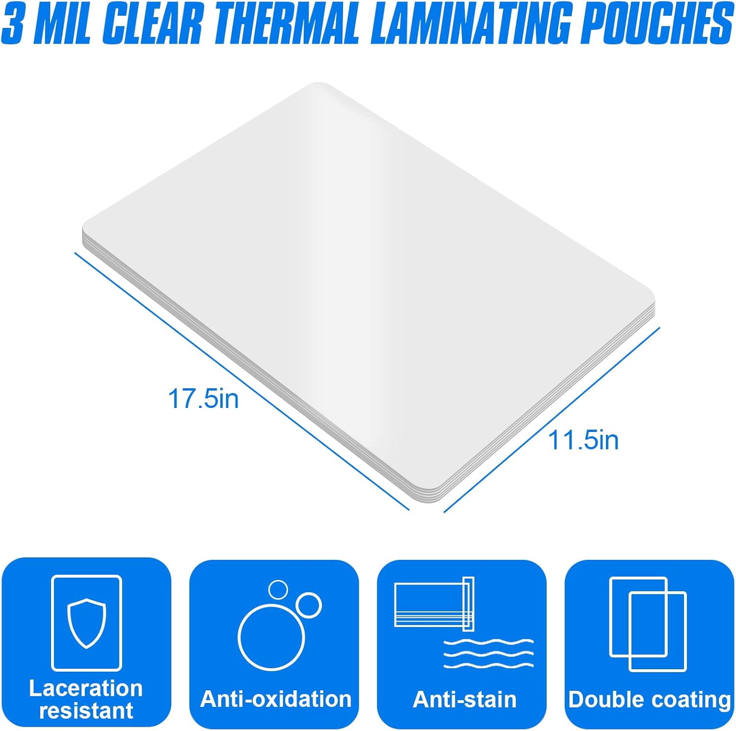 100 Pack Laminating Sheets, Hold 11 x 17 Inch Sheet, 3 Mil Clear Thermal Laminating Pouches 11.5 x 17.5 Inch Lamination Sheet Paper for Laminator, Round Corner