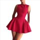 thumbnail image 2 of Vestido Mini de Verano para Mujer, Sin Mangas, con Cuello Redondo, Espalda Descubierta, Corte A, para Fiesta y Graduación. Rojo L, 2 of 10