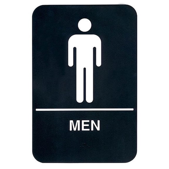 Update International S69B-6BK 6 in. x 9 in. Men Braille Sign - White On Black