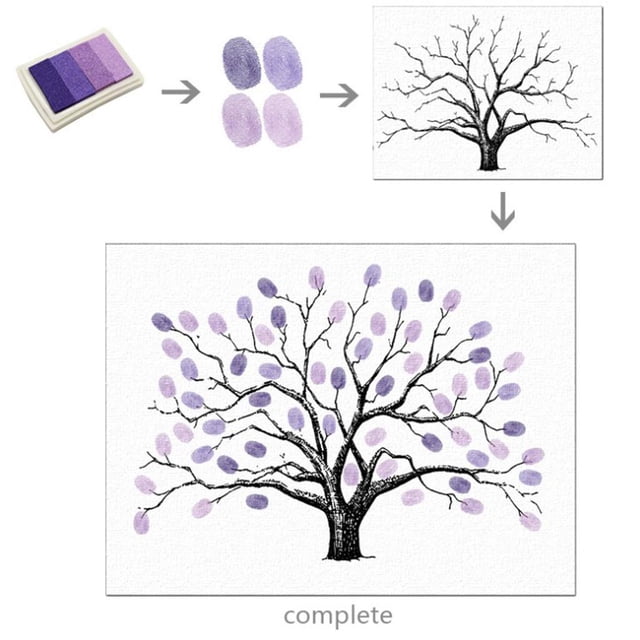 al de Lienzos sin Marco Impresión de Árbol Imagen Decorativo , Púrpura Colco Árbol de huellas digitales de boda