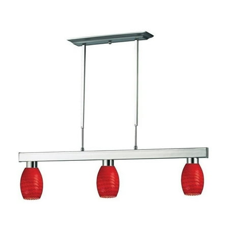 

Cobalt Pool Table/Island Light with Red Glass - 42W in. Brushed Nickel