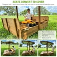 thumbnail image 3 of Sandbox with Lid and Cover for Kids Outdoor with 2 Foldable Bench Seats, Adjustable Canopy and Sand Protection Liner, 47.2" L x 47.2" W x 51.9" H, 3 of 15