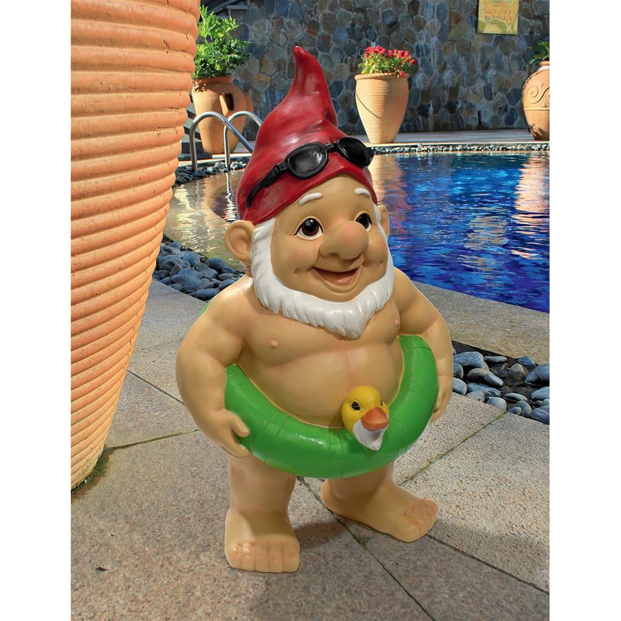Pool Party Pete Naked Gnome Statue by Design Toscano