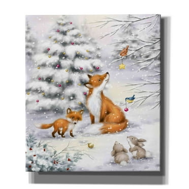 Epic Graffiti 'Fox in forest' by Makiko, Canvas Wall Art, 26"x30"