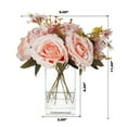 thumbnail image 4 of Enova Home Mixed Artificial Silk Rose Flower in Rectangle Glass Vase, Fake Floral Arrangement in Vase with Faux Water (Pink), 4 of 4