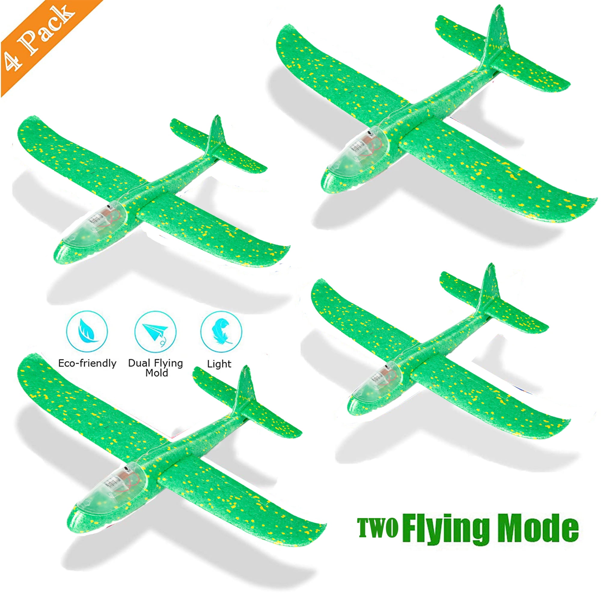 TukTek Toy Jets for Kids 4 Pack Flying Fighter Planes for 2 Players Rubber Band Propelled Airplane Gliders for Boys & Girls 