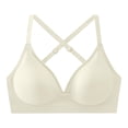 thumbnail image 4 of BYHONG Women's Comfortable U Shaped Back Gathering Small Chest Without Steel Ring Lace Adjustment Type Collar Bra Bra for Women Khaki M, 4 of 5