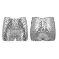 thumbnail image 6 of Haitryli Kids Boys Girls Sparkle Shiny Dance Shorts Stretch Athletic Shorts Gymnastic Jazz Hip Hop Silver 120-140/12, 6 of 6