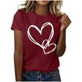thumbnail image 4 of Posijego Womens Heart Graphic T-Shirts Round Neck Casual Summer Short Sleeve Shirt Stretchy Soft Basic Tee Cute Tops, 4 of 5