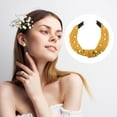 thumbnail image 6 of Unique Bargains 1 Pcs Hairband for Women Satin Knotted Pearl Headband Yellow 1.1 Inch Wide, 6 of 7