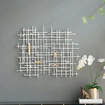 Gzxs Metal Wall Art Decor, 32"L x 1.5"W x 26"H, Modern Design, White Gold