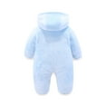 thumbnail image 5 of Newborn Baby Bear Onesie Snowsuit Winter Footie Fleece Romper Hooded Jumpsuit Infant Coat for Girls Boys Blue 6-9 Months, 5 of 6