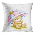 thumbnail image 1 of RYLABLUE Adorable Teddy Bear Umbrella Color Cartoon Cute Alone Artistic Throw Pillowcase Cushion Case Cover, 1 of 1