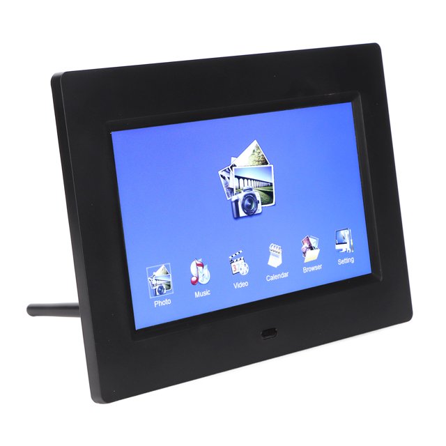 Cadre Photo Numérique de 7 Pouces, Album Photo Numérique Intelligent, Écran 800x480 16:9 LCD, Prise en Charge de la Lecture Audio d'Image Vidéo, Horloge, Calendrier, Réglage de l'Heure, pour la Famille d'Amis