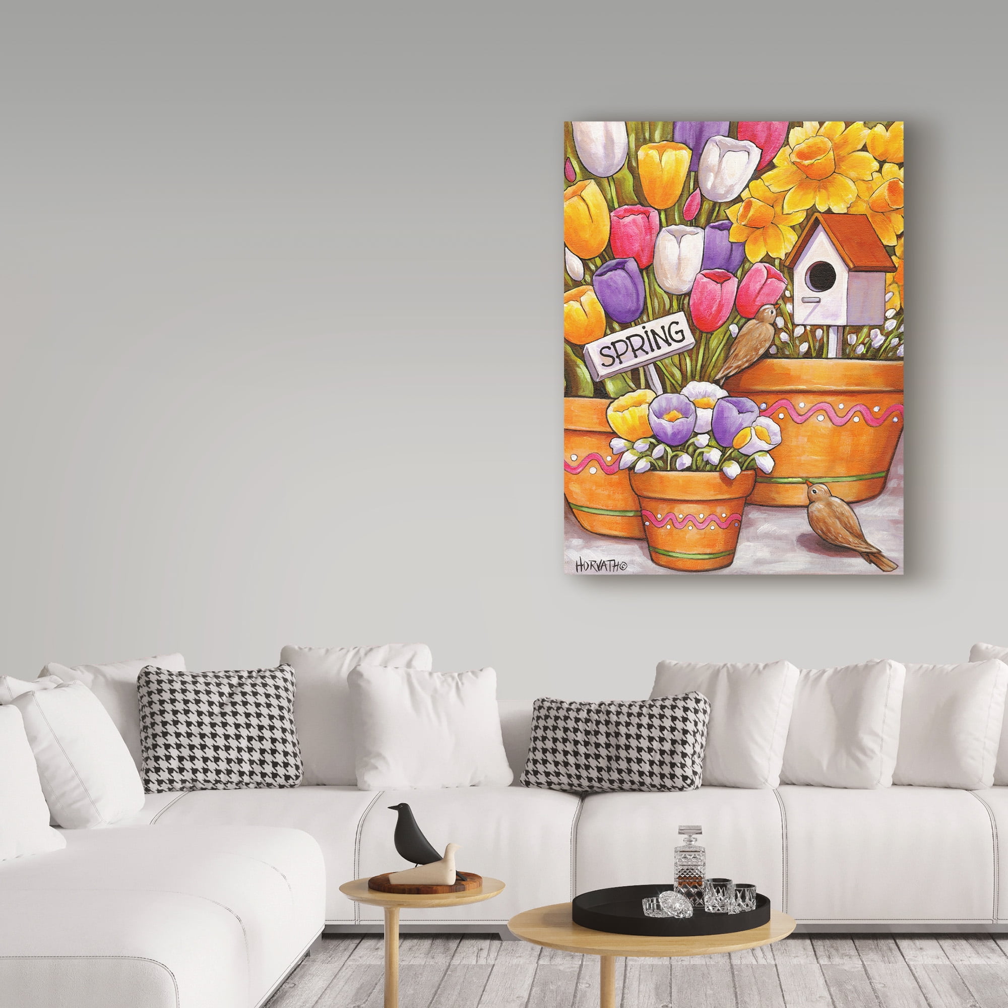 Trademark Fine Art 'Spring Birds Flowers' Canvas Art by Cathy Horvath-Buchanan