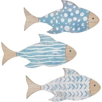 3Pcs 3 Styles Wood Fish Wall Decor Wooden Nautical Coastal Beach Fishes Wall Sculpture Vintage Ocean Lake House Art Hanging Decorations for Bathroom Home Outdoor Party Crafts Colorful