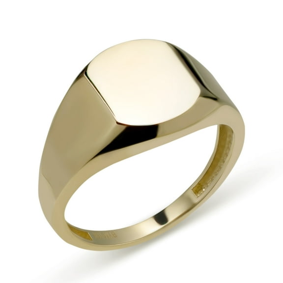 Medium Shiny Signet Unisex Adult Ring 10K Yellow Gold, 2.83 Gr - GOLDUM NYC