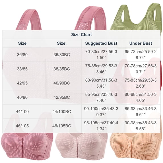 Zpanxa Mesh Bras for Women Breathable Front Closure, Wide Straps Plus Size Everyday Wear Pink 38BC