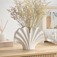 thumbnail image 3 of Home Decor Collection White 7" Ceramic Shell Vase, 3 of 5
