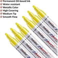 thumbnail image 2 of Yellow Paint Markers Pens - Single color 6 Pack Permanent Oil Based Paint Pen, Medium Tip, Quick Dry and Waterproof Marker for Rock, Wood, Fabric, Plastic, Canvas, Glass, Mugs, Canvas, Glass, 2 of 7