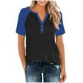 thumbnail image 4 of Xuyuer Women's Buttoned V-neck Short-sleeve Raglan Loose T-shirt, 4 of 8