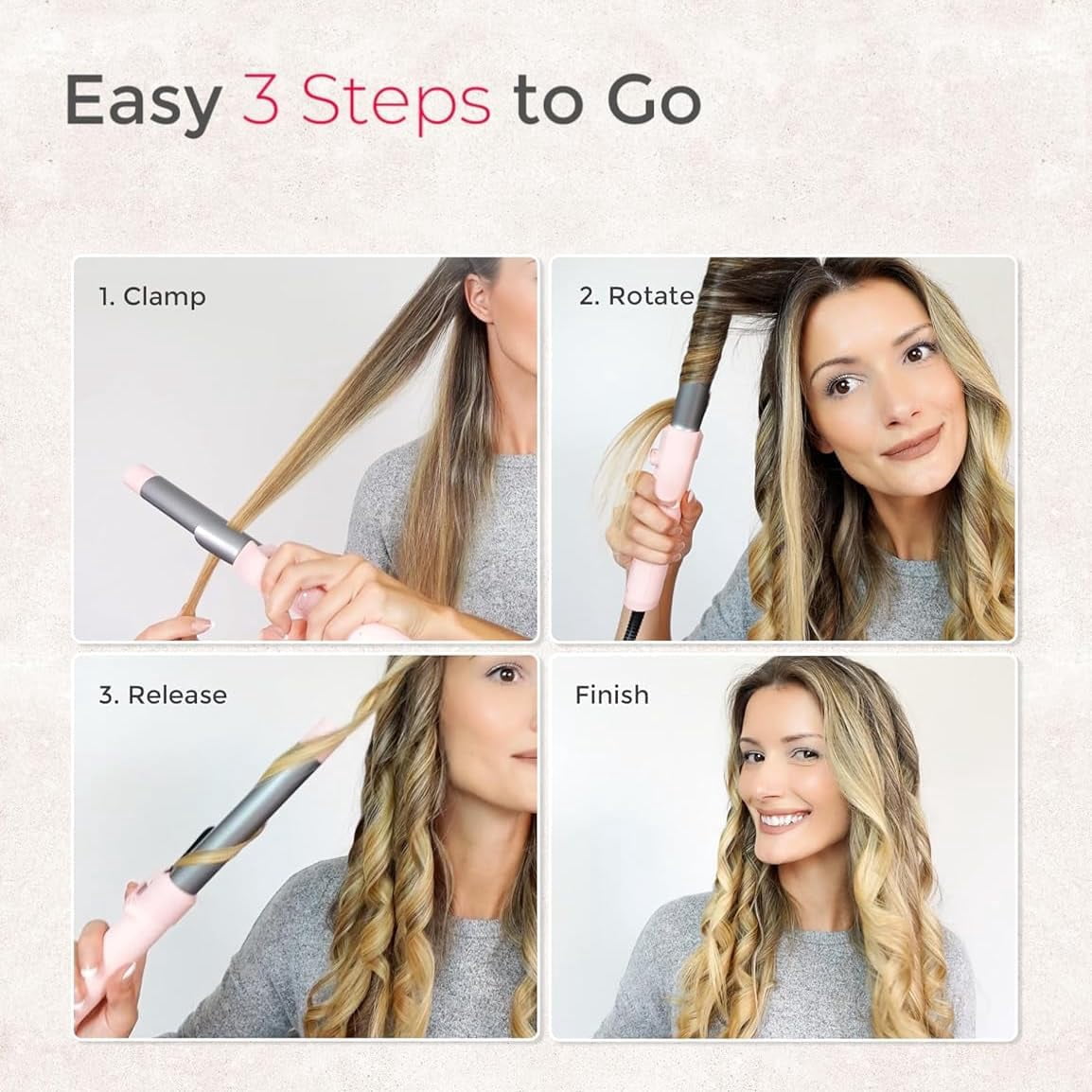 Automatic Rotating Curling Iron, 1-Inch Auto Hair Curler with 5 Temperature Settings & LCD Display, Anti-Scald & Dual Voltage