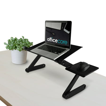 Officecore Standing Desk for Laptops - Metal Design for Offices, Home, Work Stations, Dorm Room - Height Adjustments Clamps, Keyboard Tray, Monitor Stand, Mouse Pad, Cable Management [Color: