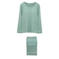 thumbnail image 1 of Besolor Pyjama Décontracté pour Femmes, Ensemble 2 Pcs, Haut à Col Ras du Cou Doux à Manches Longues et Pantalon, Tenue de Nuit Pjs avec Coussinet, 1 of 7