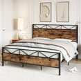thumbnail image 5 of Homhougo Full Bed Frame, Metal Platform Bed Frame with Rustic Vintage Wood Headboard and Footboard, Noise Free, Easy Assembly, No Box Spring Needed, 5 of 13