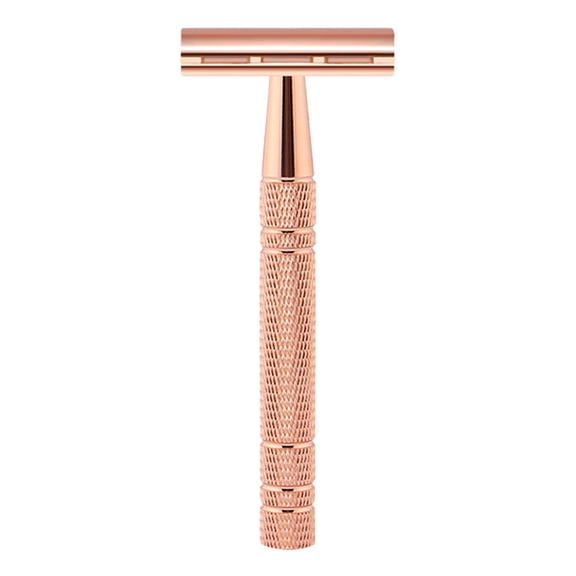 Waysh Classic Wet Shave Men's & Women's 20 Blade Safety Razor Kit with Stand, Rose Gold