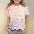 thumbnail image 5 of Abcomgle Girls Tshirts 6-7 Years Old Crewneck Daisy Flower Print Toddler Girls T-Shirts Short Sleeve Toddler T-Shirt Summer Gradient Cotton Tops, 5 of 5