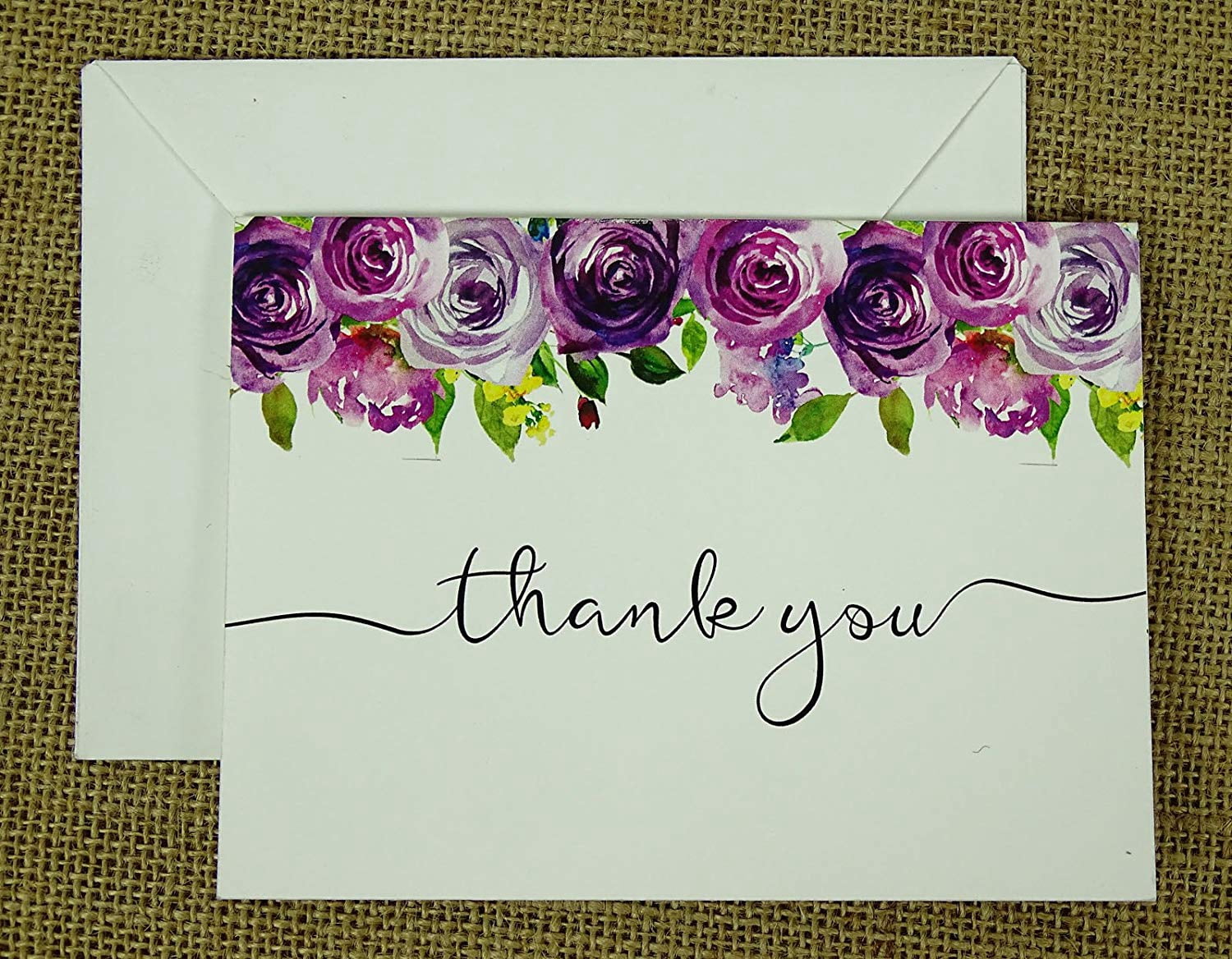 Darling Souvenir Floral Wedding Thank You Greeting Cards Pack Of 100 Pcs With White Envelopes
