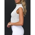 thumbnail image 4 of Camiseta corta Tankaneo para mujer, sin mangas, con cuello alto, color blanco, 4 of 5