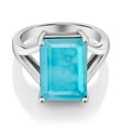 thumbnail image 2 of Gem Stone King 5.00 Ct Emerald Cut Green Turquoise 925 Sterling Silver Ring, 2 of 5