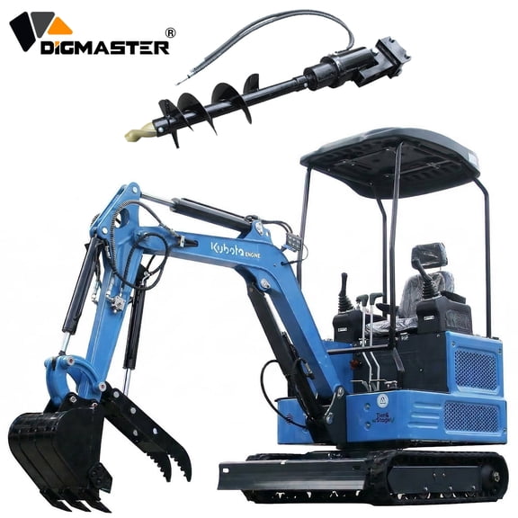 DigMaster 1.8Ton Mini Excavator Kubota Diesel Twin-Cylinder Engine  Hydraulic thumb Compatible Multiple Attachment farms yards forestry and more EPA
