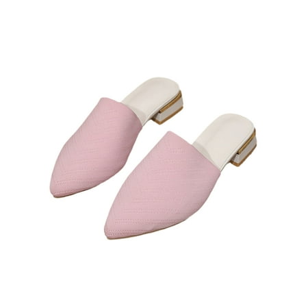 

Daeful Womens Mules Slip On Heels Sandals Block Chunky Walking Sandal Outdoor Fashion Comfort Closed Pointy Toe Clogs Pink 5