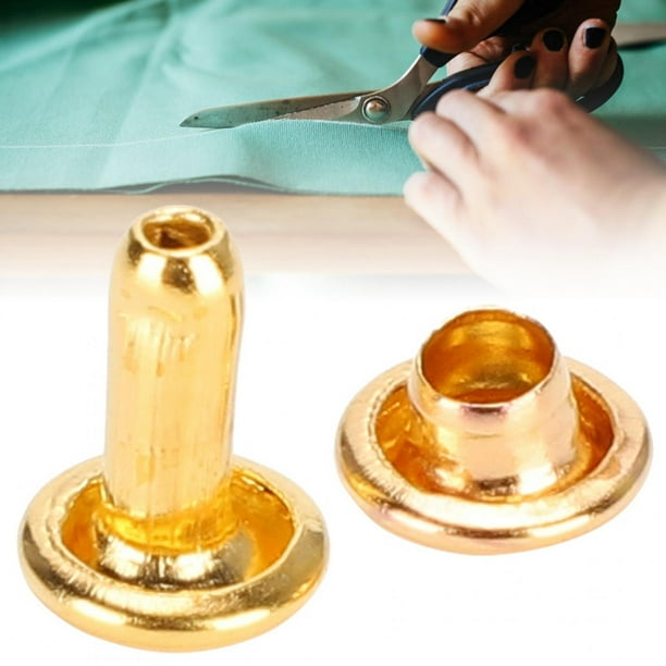 Remaches De Pieza De Sujeción, Mini Remaches De Tapa Redonda, Remaches De Ropa, Herramientas De Bricolaje Para El Hogar Mgaxyff Remaches de cabeza redonda doble de 6 x 8 mm de oro de imitación