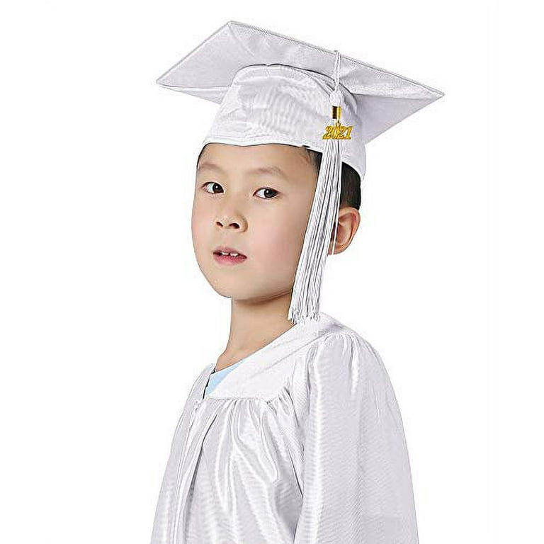 GraduatePro Kindergarten Graduation Cap with 2021 Tassel Preschool Kids for Boys Girls Adjustable Elastic White