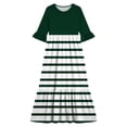 thumbnail image 4 of Little Girls Maxi Dress 4-14 Years Ruffle Half Sleeve Round Neck Floral Print Tiered Long Dress with Side Pockets Green H 4-5 Years, 4 of 7