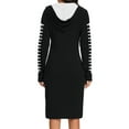 thumbnail image 5 of Sexlip Womens Long Sleeve Midi Dress V Neck Design Soft Fabric Relaxed Silhouette for Office Wear Black XXL, 5 of 6