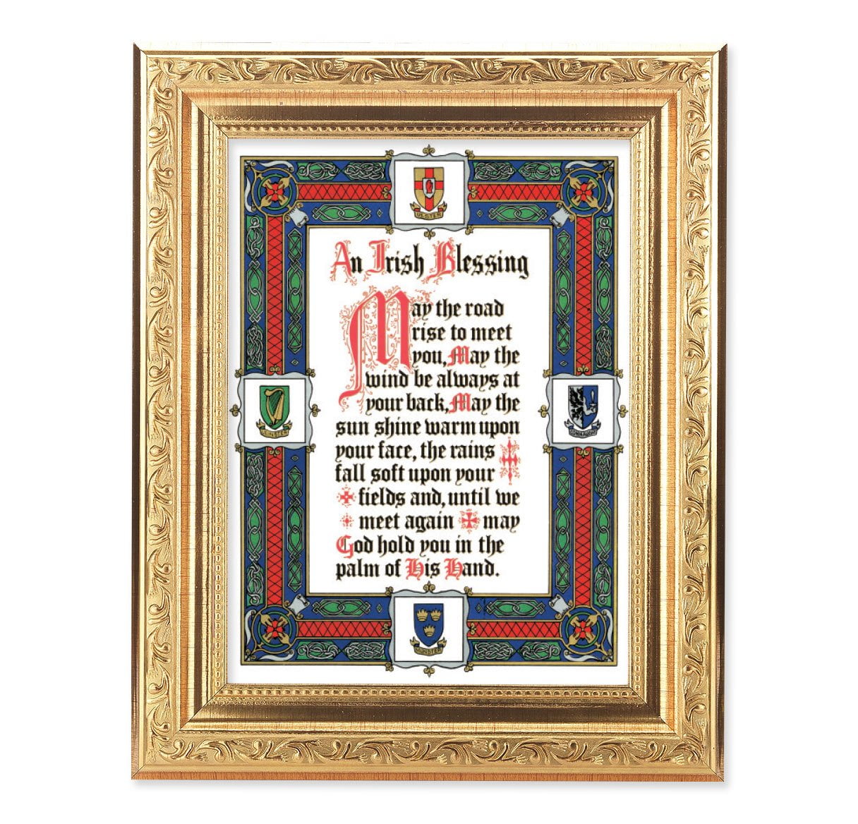 Irish Blessing Picture Framed Wall Art Decor Medium, GoldLeaf Antique