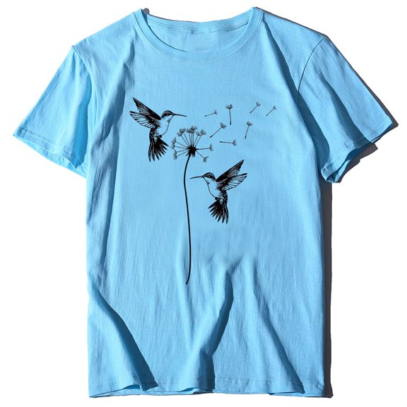 Yuanlong Womens Tshirts Round Neck Short Sleeve Graphic Print Tee Loose Fit Stylish Classic Casual Holiday Everyday Tee Top
