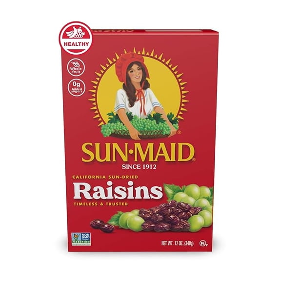 Sun-Maid California Sun-Dried Raisins - 12 oz Sharing-Size Box - Dried Fruit Snack for Lunches, Snacks, and Natural Sweeteners( Pack of 2 )