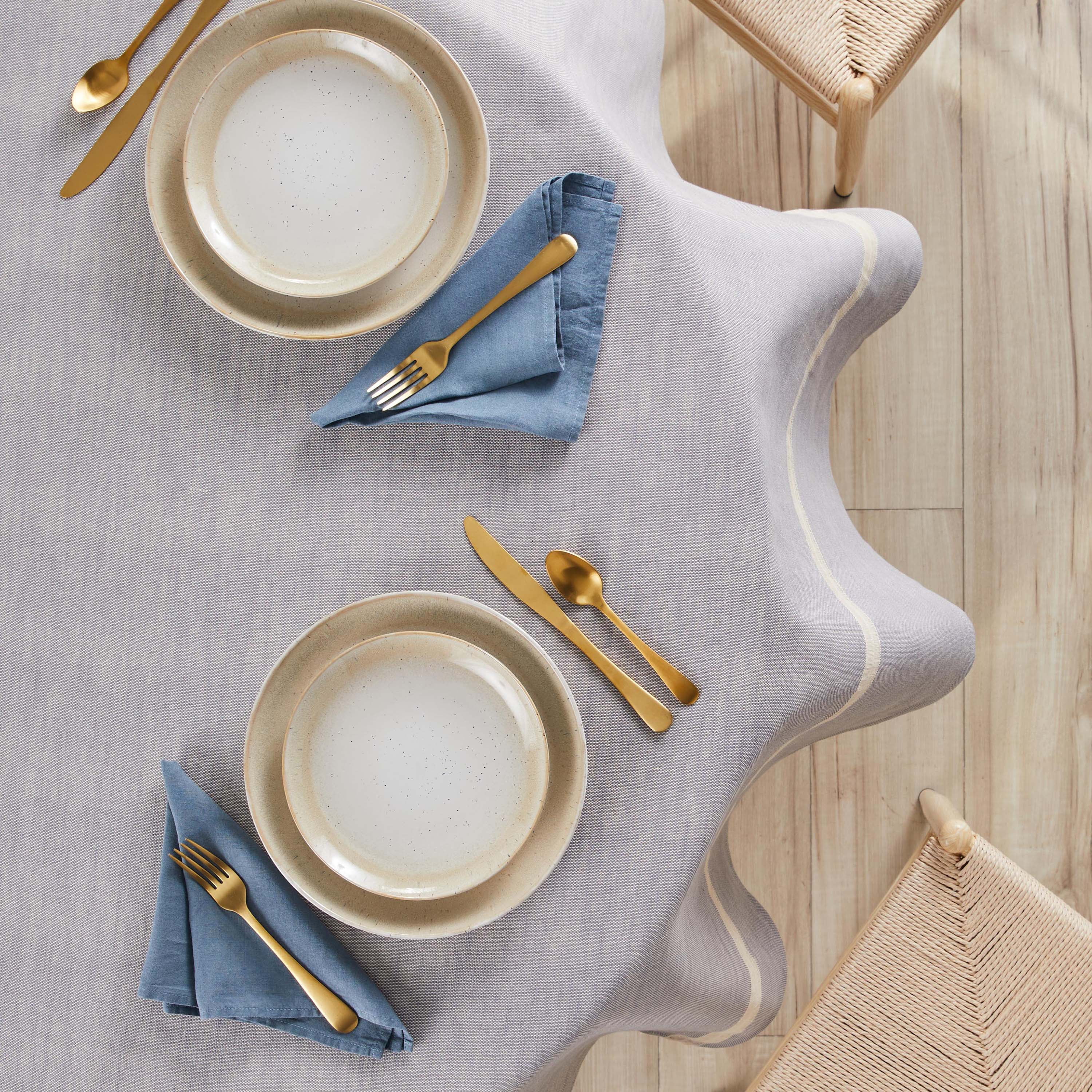 Better Homes & Gardens Grey Fringe Tablecloth 70" Round - Grey Flannel / Natural - 100% Cotton