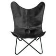 thumbnail image 2 of AmeriHome BFCLCBLK Natural Leather Butterfly Chair, Black, 2 of 2